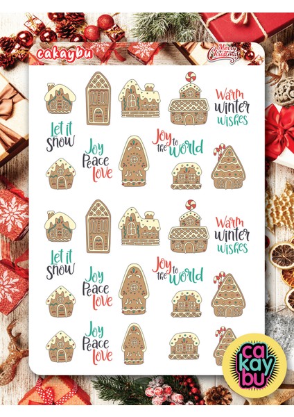 Hediye Paketi Christmas Sticker Set A4 Boyutunda 1 Sayfa