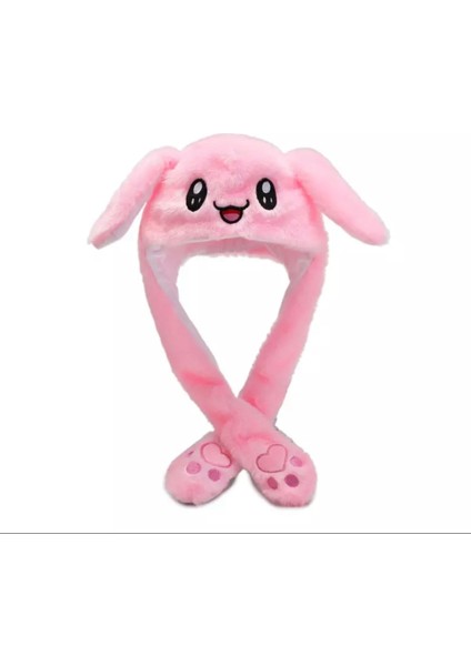 Pembe Kulakları Hareketli Tavşan Şapka Peluş Oyun Arkadaşı