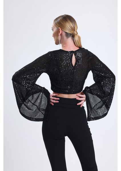Içi Astarlı Abiye Payet Bluz| BLZ35014