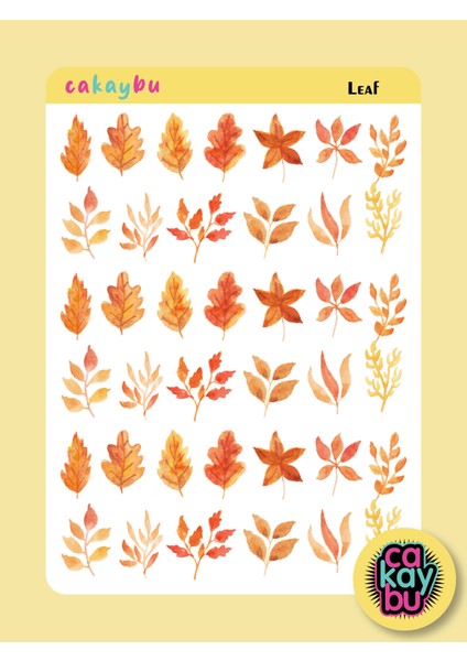 Sonbahar Yaprak Sticker Set A4 Boyutunda 1 Sayfa