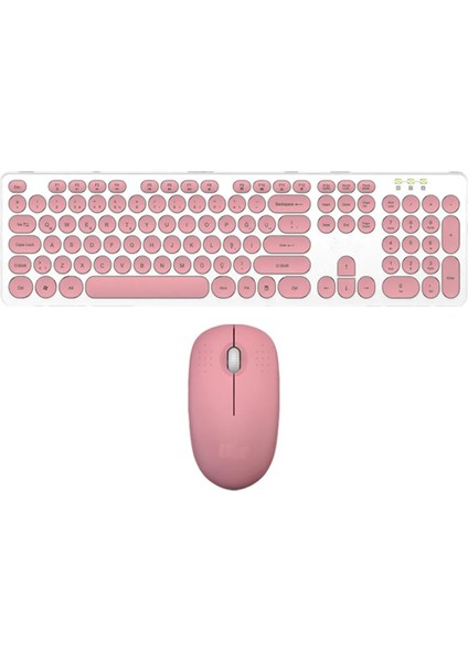 Kablosuz Klavye Mouse Seti Türkçe Q Klavye Sessiz Set Pembe