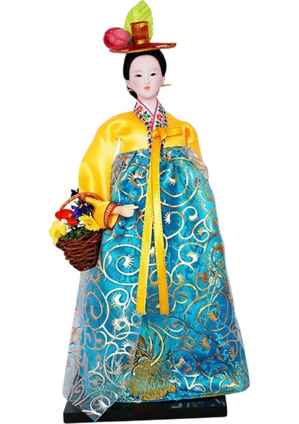 Geyşa Heykelcik 12 "ayakta Hanbok Minyatür Figürleri Sarı Şil (Yurt Dışından)