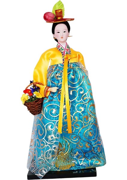 Geyşa Heykelcik 12 "ayakta Hanbok Minyatür Figürleri Sarı Şil (Yurt Dışından)