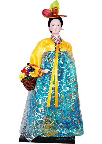 Geyşa Heykelcik 12 "ayakta Hanbok Minyatür Figürleri Sarı Şil (Yurt Dışından)