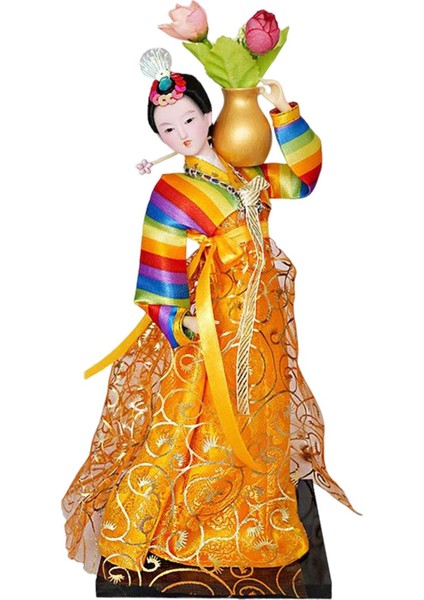 Geyşa Heykelcik 12 "ayakta Hanbok Minyatür Figürleri ve Turuncu (Yurt Dışından)