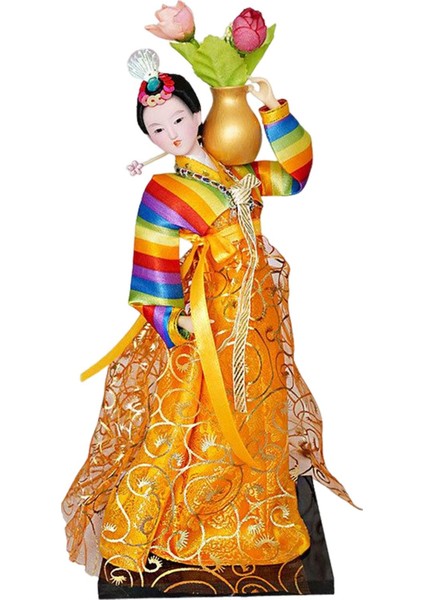 Geyşa Heykelcik 12 "ayakta Hanbok Minyatür Figürleri ve Turuncu (Yurt Dışından)