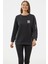 Fermuarlı Rahat Kalıp Sweatshirt - Siyah 1
