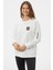 Fermuarlı Rahat Kalıp Sweatshirt - Ekru 1