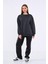 Antrasit Kadın Pamuklu Oversize Basic Bisiklet Yaka Sweatshirt 3