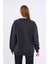 Antrasit Kadın Pamuklu Oversize Basic Bisiklet Yaka Sweatshirt 5