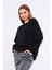 Kadın Siyah Pamuklu Oversize Basic Bisiklet Yaka Sweatshirt 3