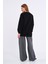 Kadın Siyah Pamuklu Oversize Basic Bisiklet Yaka Sweatshirt 4
