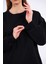 Kadın Siyah Pamuklu Oversize Basic Bisiklet Yaka Sweatshirt 5