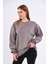 Kahve Kadın Pamuklu Oversize Basic Bisiklet Yaka Sweatshirt 4