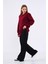 Bordo Kadın Pamuklu Oversize Basic Bisiklet Yaka Sweatshirt 2