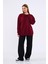 Bordo Kadın Pamuklu Oversize Basic Bisiklet Yaka Sweatshirt 3