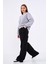 Gri Kadın Pamuklu Oversize Basic Bisiklet Yaka Sweatshirt 3