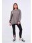 Kahve Kadın Pamuklu Oversize Basic Bisiklet Yaka Sweatshirt 1