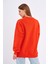 Turuncu Kadın Pamuklu Oversize Basic Bisiklet Yaka Sweatshirt 5