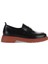 Siyah Pembe Açma Deri Kadın Loafer 01WZ4000 1