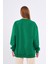 Metalic Yeşil Kadın Pamuklu Oversize Basic Bisiklet Yaka Sweatshirt 3