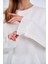 Metalic Ekru Kadın Pamuklu Oversize Basic Bisiklet Yaka Sweatshirt 4