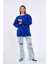 mmetalic Saks Kadın Pamuklu Oversize Basic Bisiklet Yaka  Sweatshirt 1