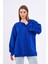 mmetalic Saks Kadın Pamuklu Oversize Basic Bisiklet Yaka  Sweatshirt 2