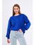 mmetalic Saks Kadın Pamuklu Oversize Basic Bisiklet Yaka  Sweatshirt 3