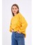 Sarı Kadın Pamuklu Oversize Basic Bisiklet Yaka Sweatshirt 3