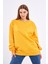 Sarı Kadın Pamuklu Oversize Basic Bisiklet Yaka Sweatshirt 2