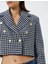 Blazer Tüvit Ceket Crop Kruvaze Gold Düğme Detaylı 5