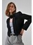 Siyah Kruvaze Crop Blazer Ceket 4