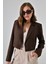 Kahve Kruvaze Crop Blazer Ceket 1