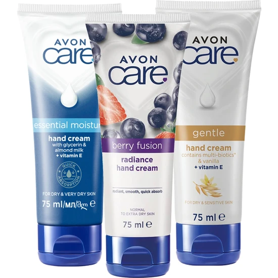 Avon Care Gliserin Ve Badem Sütü, Vanilya Içeren E Vitaminli Ve Yabanmersinli El Kremi Paketi