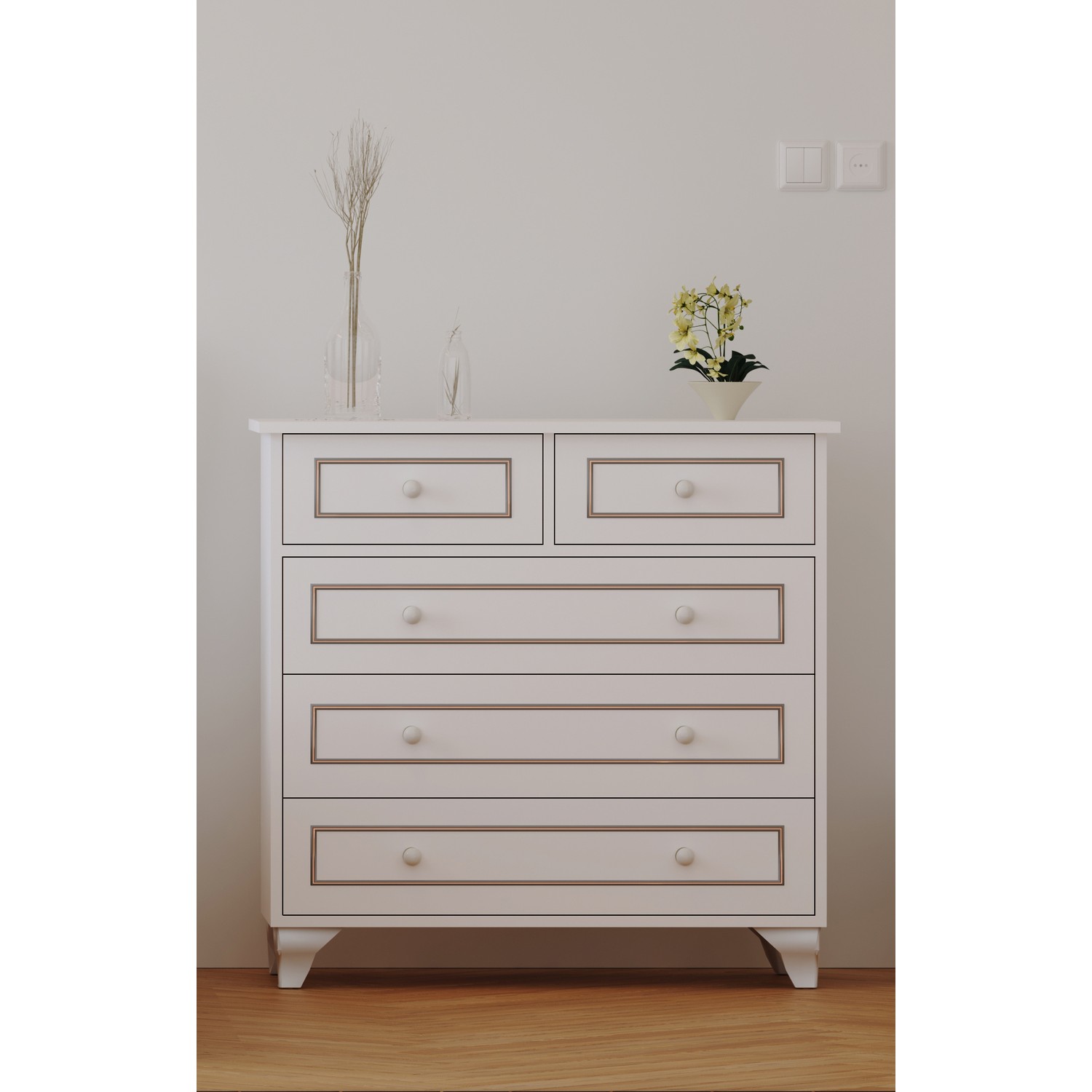 Rabi Mobilya Country Grey Gardırop Karyola Komodin