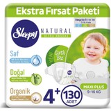 Sleepy Natural Bebek Bezi Ekstra Fırsat Paketi 4+ Numara Max Plus 130 'lu