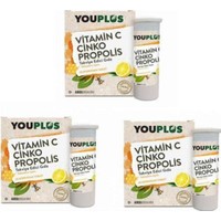 ABDİ İBRAHİM 3 Adet Youplus Vitamin C, Çinko, Propolis Efervesan Tablet Takviye Edici Gıda