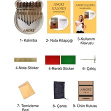 Amore Şeffaf 17 Tuşlu Pro Kalimba Parmak Piyano + 120 Kalimba Şarkı Nota Kitapçığı + Türkçe Kullanım Klavuzu Komple Set