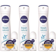 Nivea Kadın Deodorant Fresh Natural 150 ml + Roll On 25 ml X3