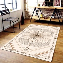 Modanoiva Kaymaz Dot Taban Yıkanabilir  Dijital Baskı Nakış Desenli Salon Halısı 80 x 100