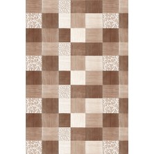 Modanoiva Kaymaz Dot Taban Yıkanabilir  Dijital Baskı Parke Desenli Salon Halısı 80 x 120