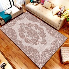 Modanoiva Kaymaz Dot Taban Yıkanabilir  Dijital Baskı Yeni Model Dantel Desenli Salon Halısı 80 x 120