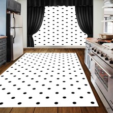 Modanoiva Kaymaz Dot Taban Yıkanabilir  Dijital Baskı Puantiyeli Desen Mutfak Halısı 80 x 120
