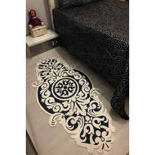 Modanoiva Kaymaz Dot Taban Yıkanabilir  Dijital Baskı Simetrik Desenli Salon Halısı 55 X 200