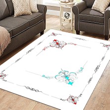 Modanoiva Kaymaz Dot Taban Yıkanabilir  Dijital Baskı Özel Tasarım Motif Desenli Salon Halısı 80 x 100
