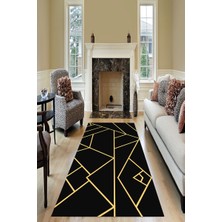 Modanoiva Kaymaz Dot Taban Yıkanabilir  Dijital Baskı Parçalı Çizgi Desenli Salon Halısı 80 x 120