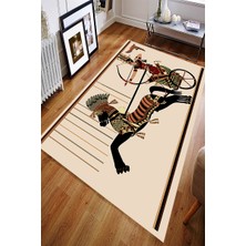 Modanoiva Kaymaz Dot Taban Yıkanabilir  Dijital Baskı Antik Savaşçı Desenli Salon Halısı 80 x 120
