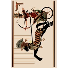 Modanoiva Kaymaz Dot Taban Yıkanabilir  Dijital Baskı Antik Savaşçı Desenli Salon Halısı 80 x 120