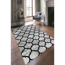 Modanoiva Kaymaz Dot Taban Yıkanabilir  Dijital Baskı Geometrik Oval Desenli Salon Halısı 105 X 410